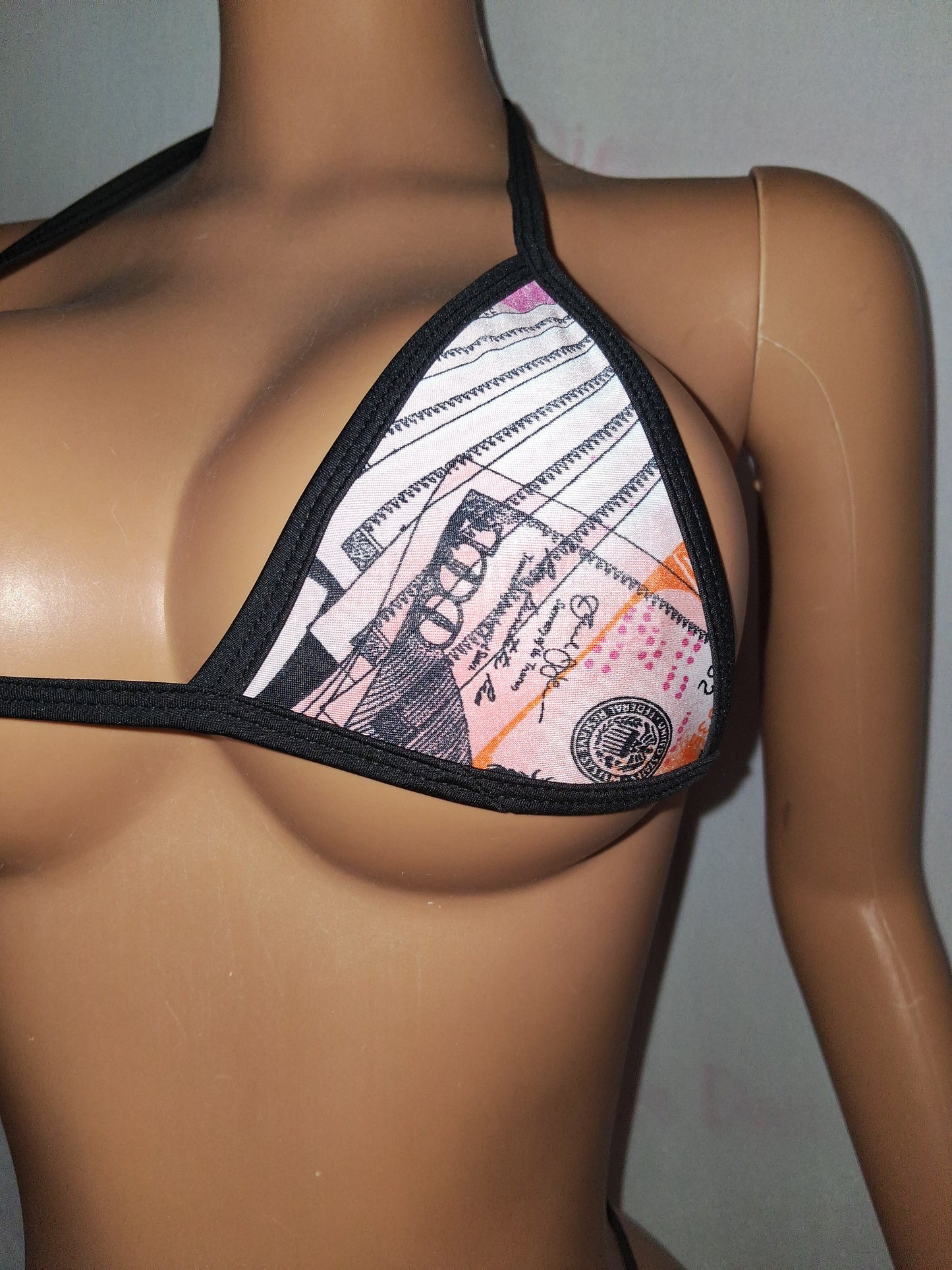 Pink Money Print Thong  Set size small