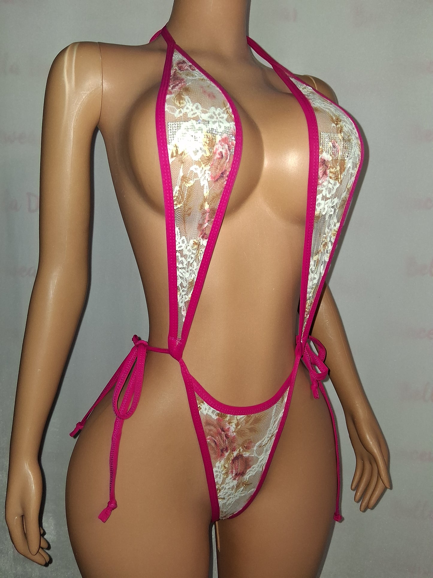 Lace  Floral Print Sling OSFM