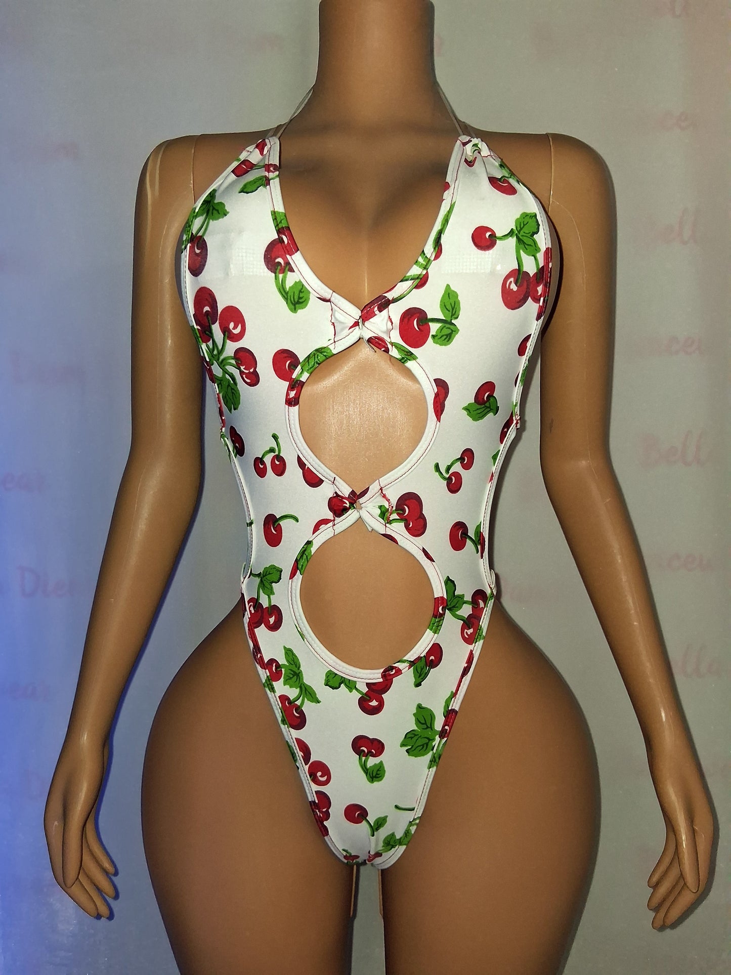 Cherry Print Cutout Bodysuit